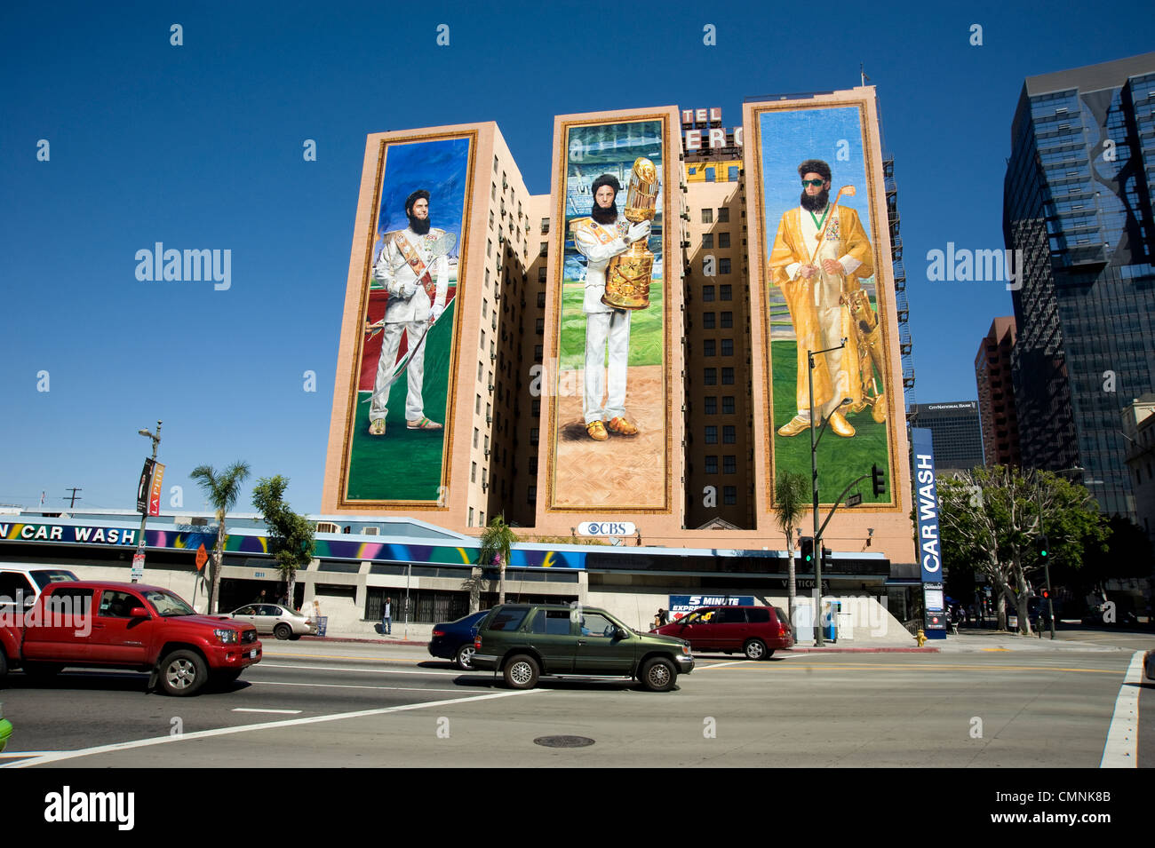 Billboard promotion for Sacha Baron Cohen movie The Dictator in downtown Los Angeles Stock Photo