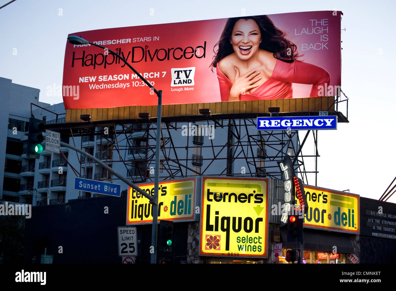 Billboard advertising Happily Divorced a TV show starring Fran Drescher Stock Photo