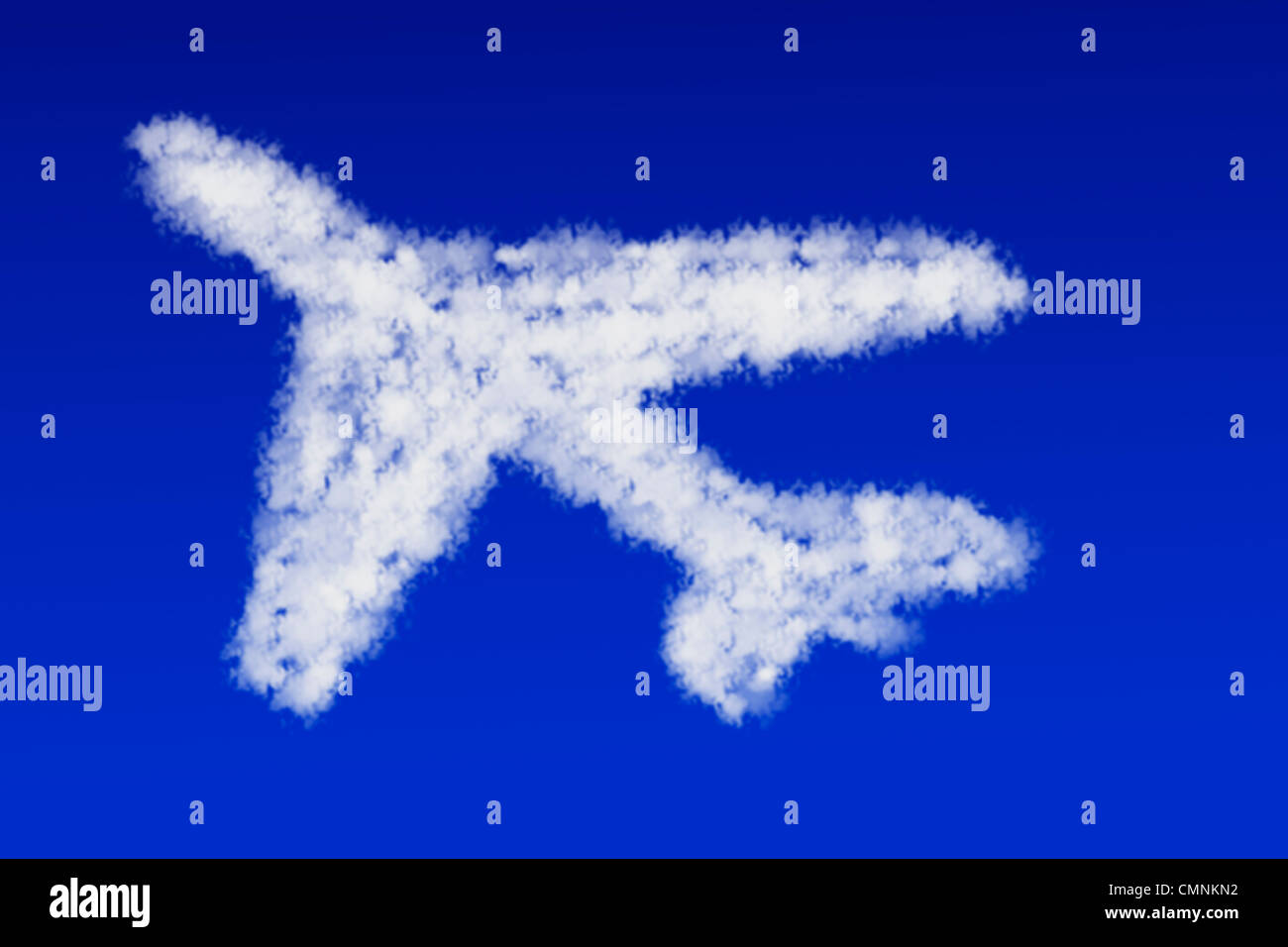 Wolken in Form eines Flugzeuges schweben am blauen Himmel | Clouds in the form of a aircraft floating in the blue sky Stock Photo