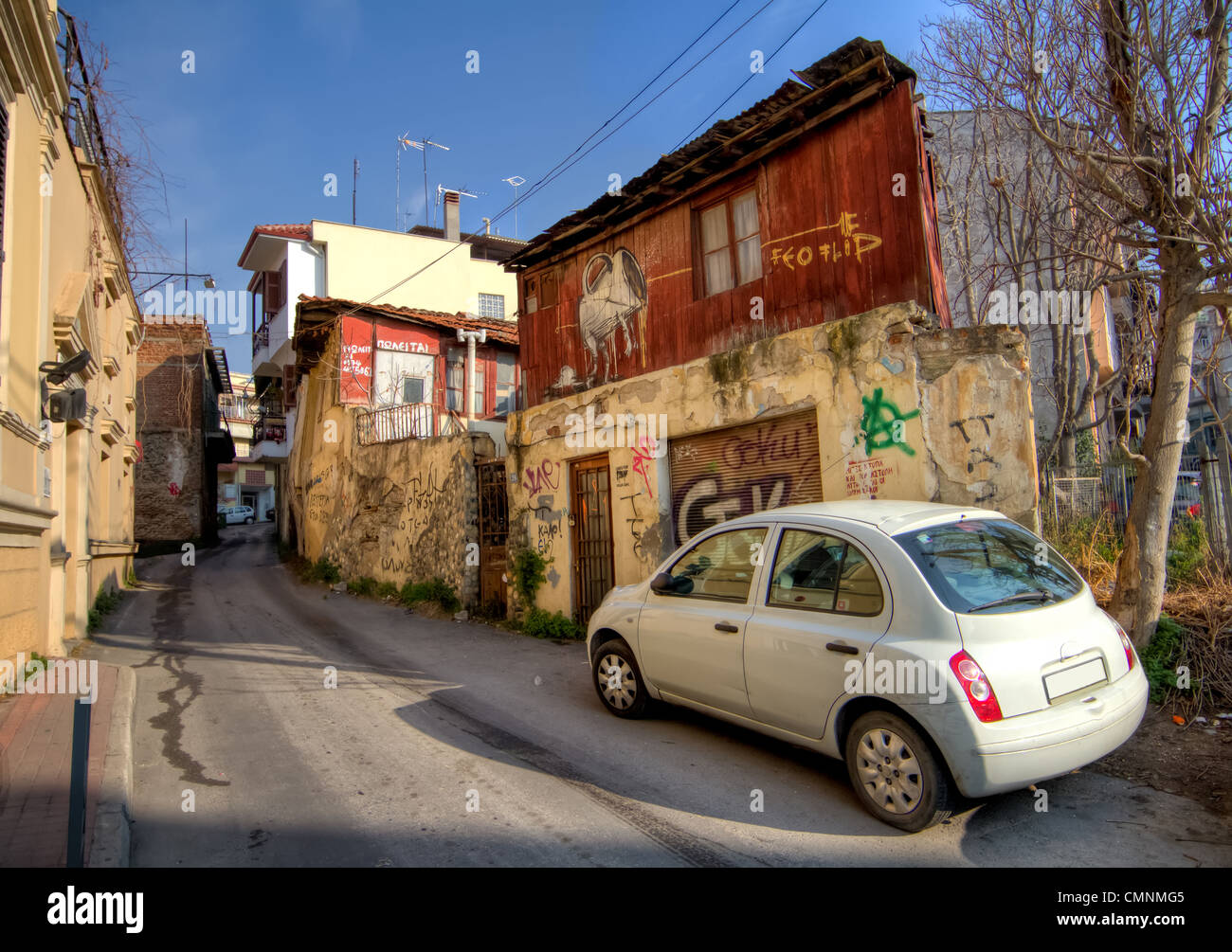 A car outside slum housing. Thessaloniki Stock Photo Alamy
