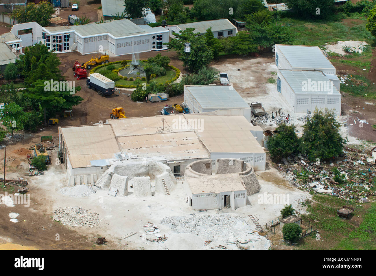 Factory producing unslacked lime, aerial view, Moshi, Kilimanjaro Region, Tanzania Stock Photo