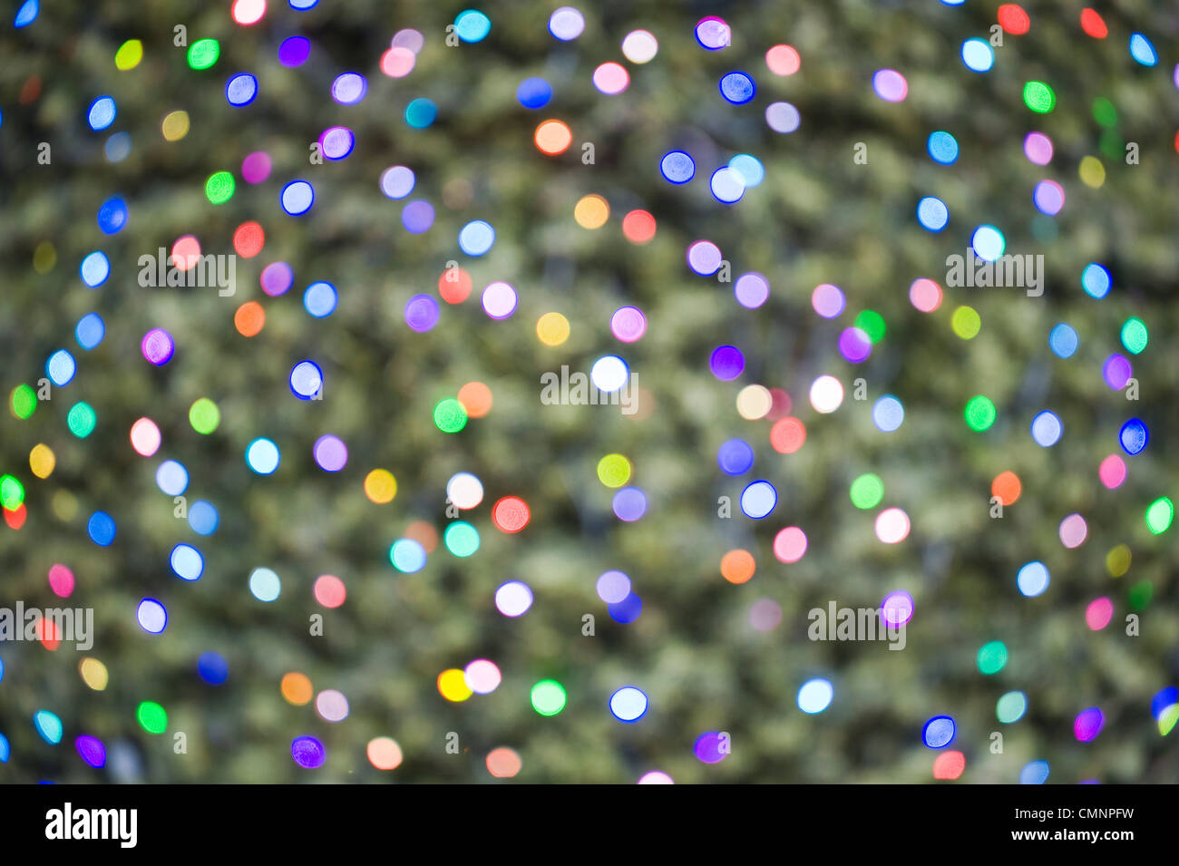 defocussed lights on a christmas tree Stock Photo