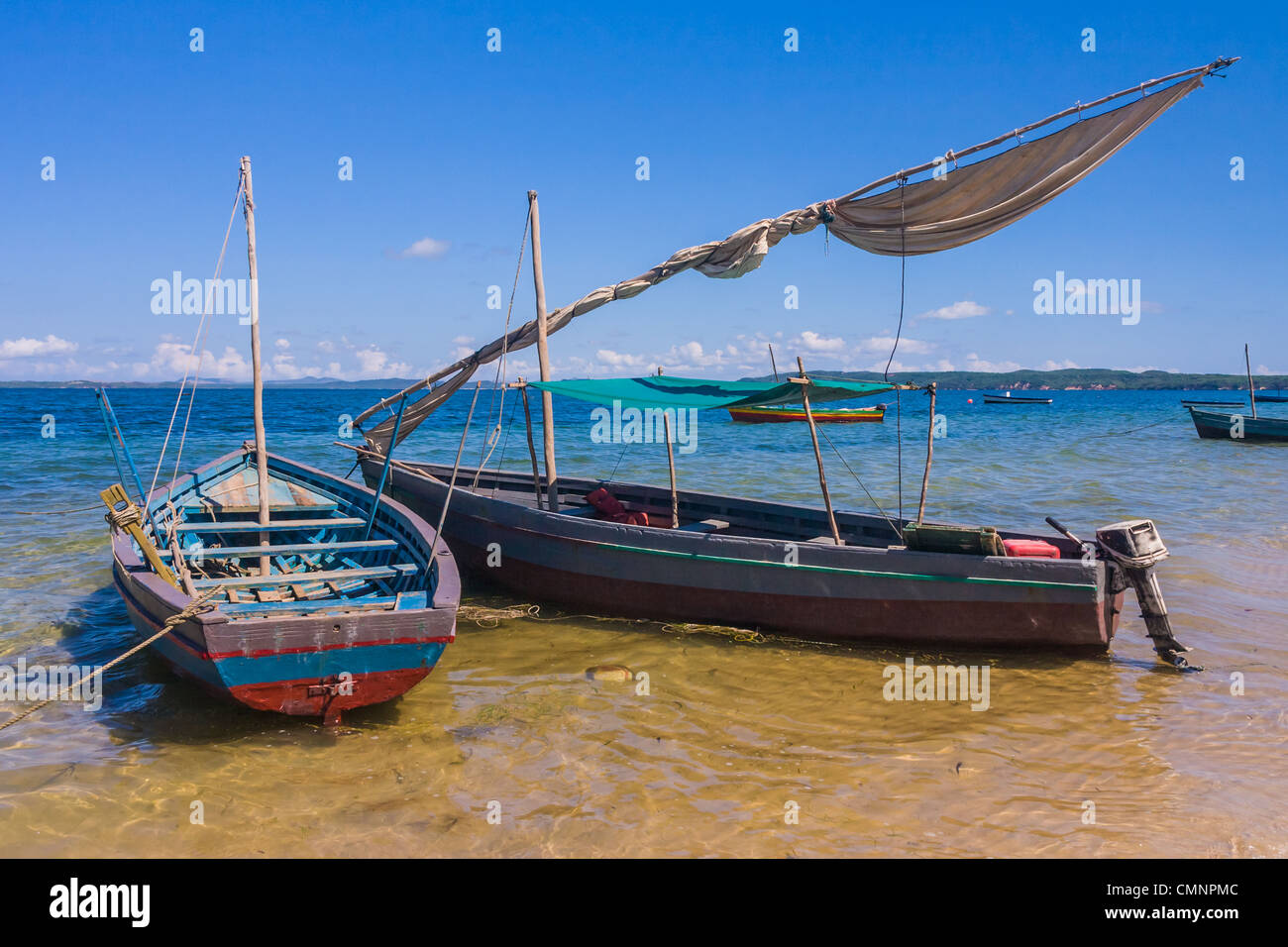 Traditional fishing boat in the emerald sea of Antsiranana (Diego Suarez), north of Madagascar Stock Photo