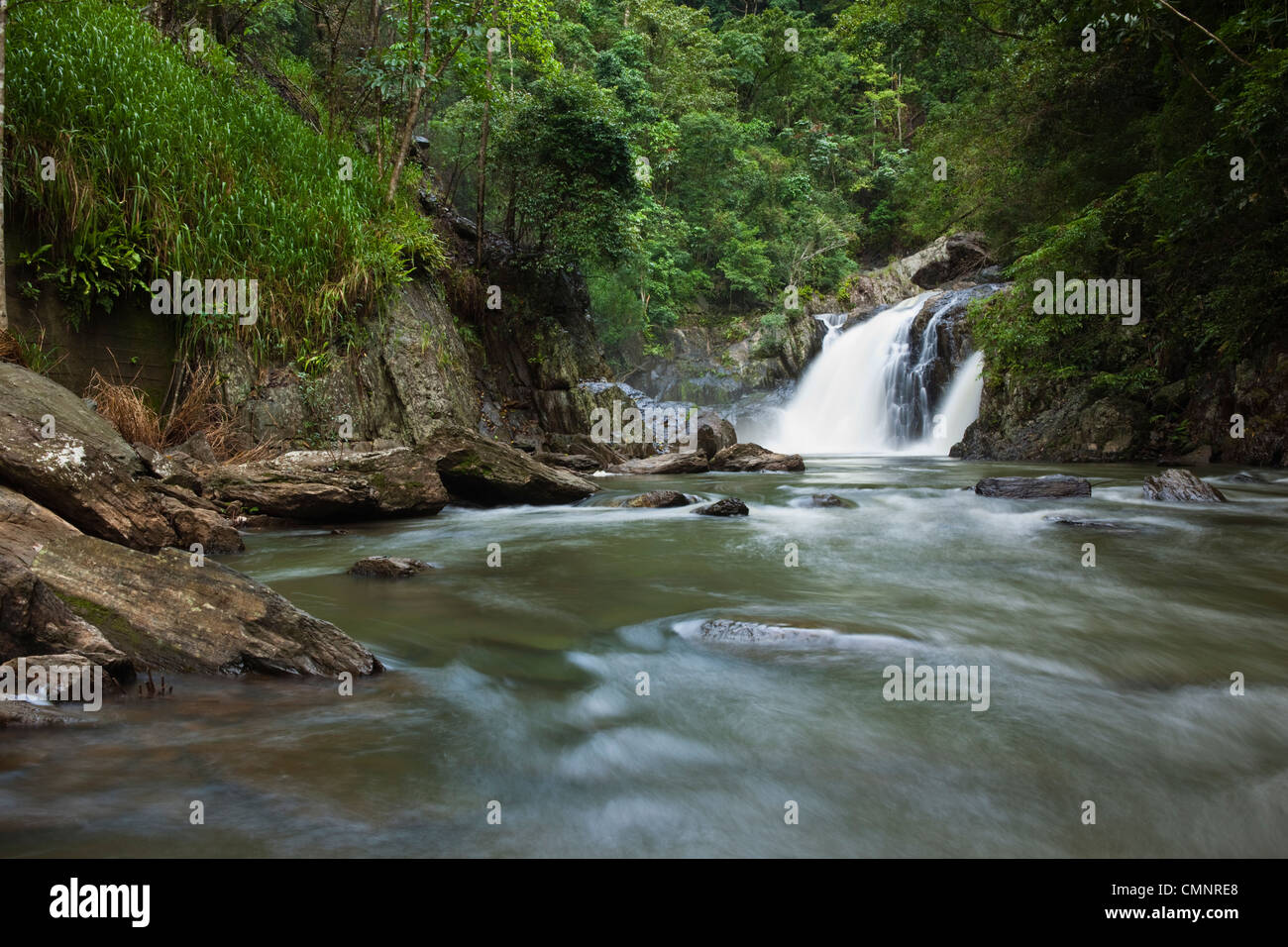 Waterfall at Crystal Cascades - a popular freshwater swimming hole near Cairns, Queensland, Australia Stock Photo