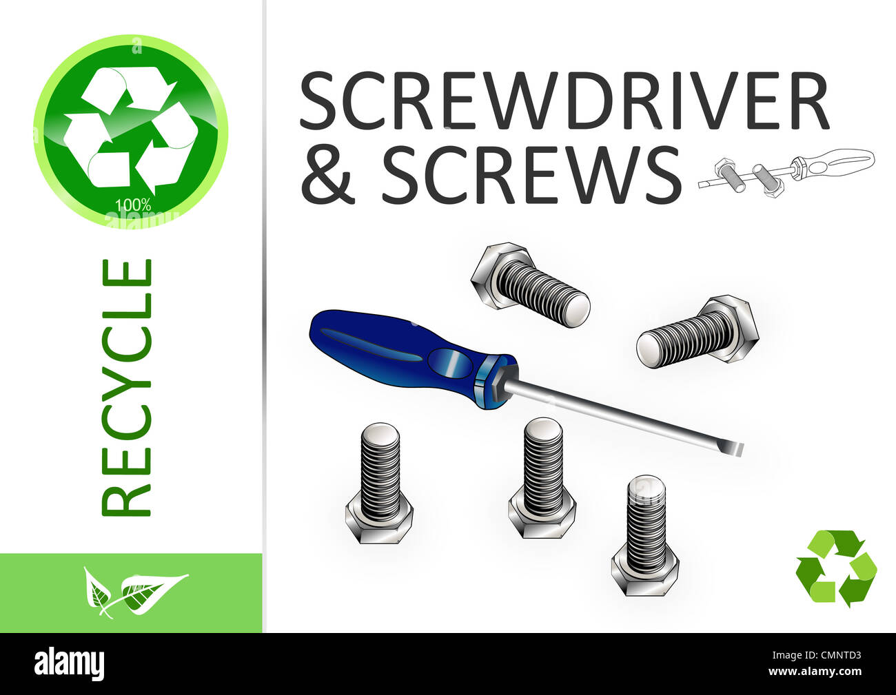Please recycle screwdriver and screws Stock Photo Alamy