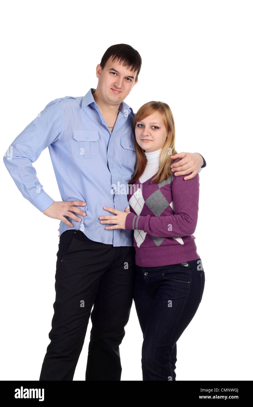 Young Lovely couple isolated on the white background Stock Photo - Alamy