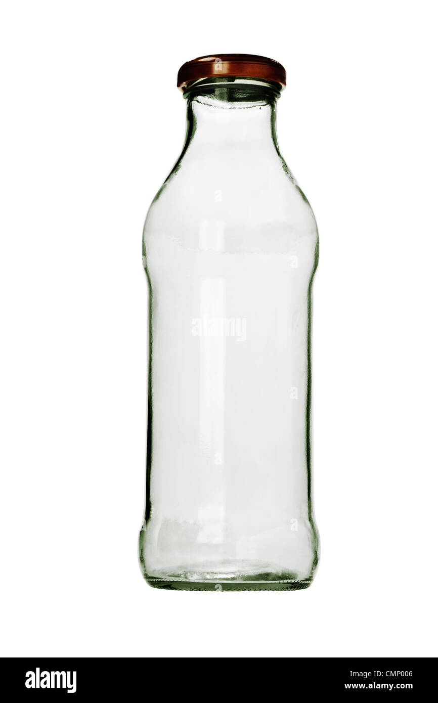 Empty Glass Bottle on White Background Stock Photo