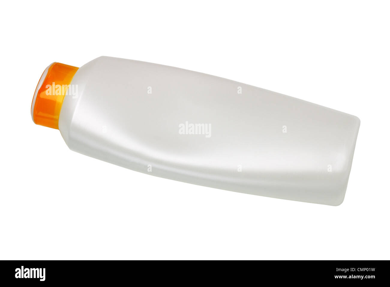 Empty Plastic Container of Shampoo or Shower Gel on White Background