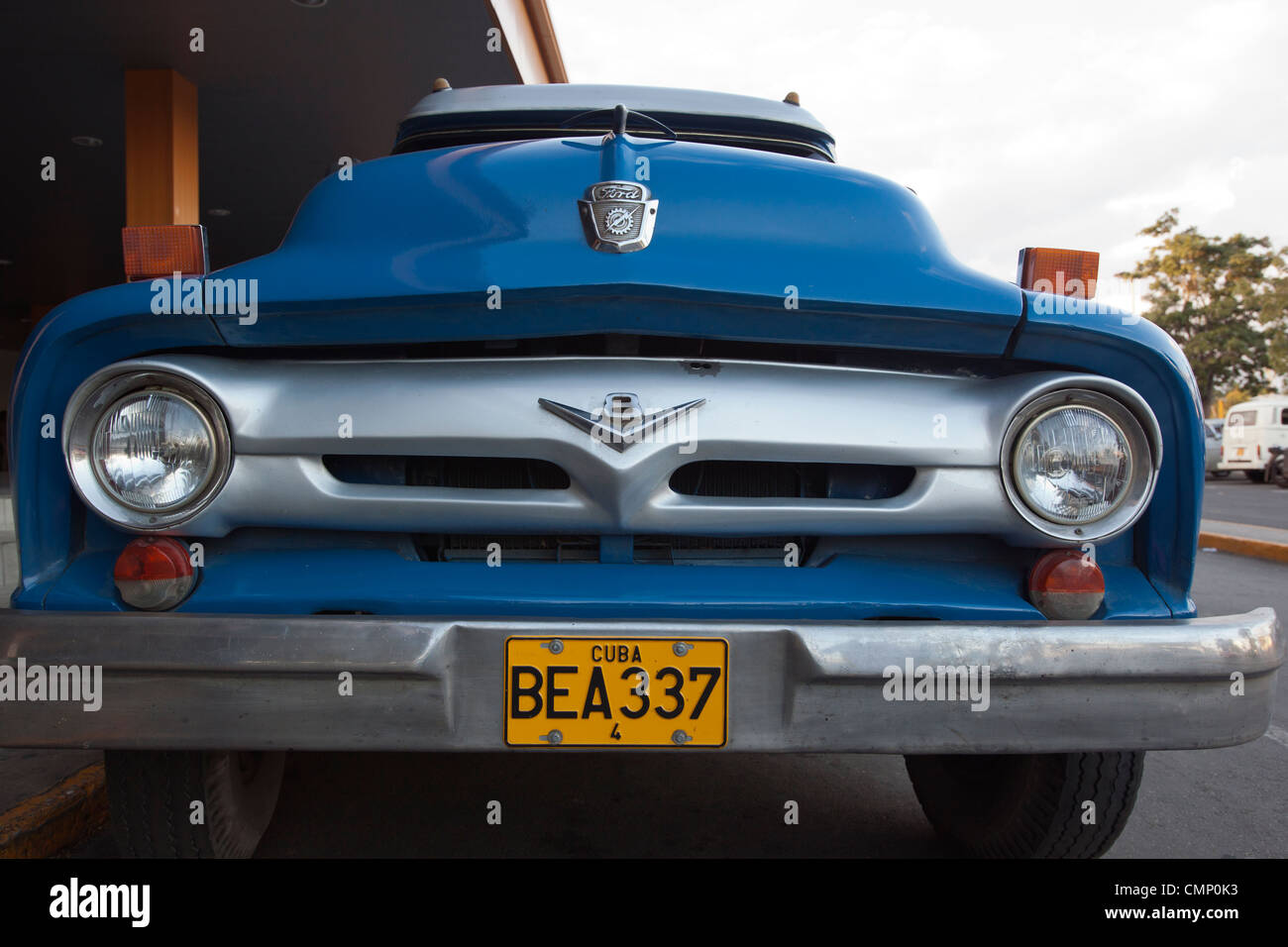 Old blue Ford truck Havana airport Cuba Stock Photo