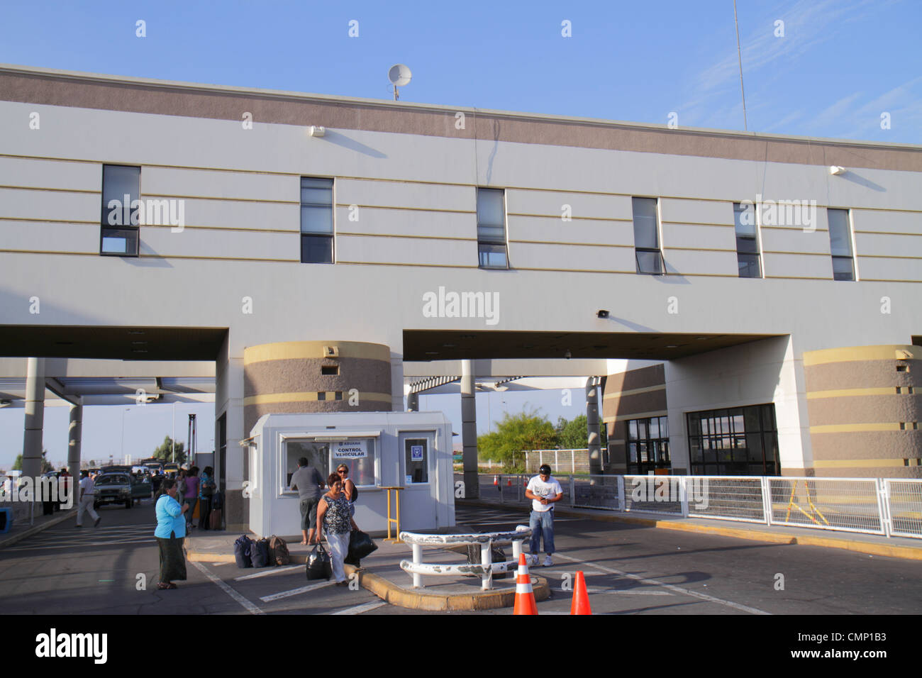 Arica Chile,Pan American Highway,national border control,country,crossing,security checkpoint,vehicle inspection,Hispanic woman female women,man men m Stock Photo