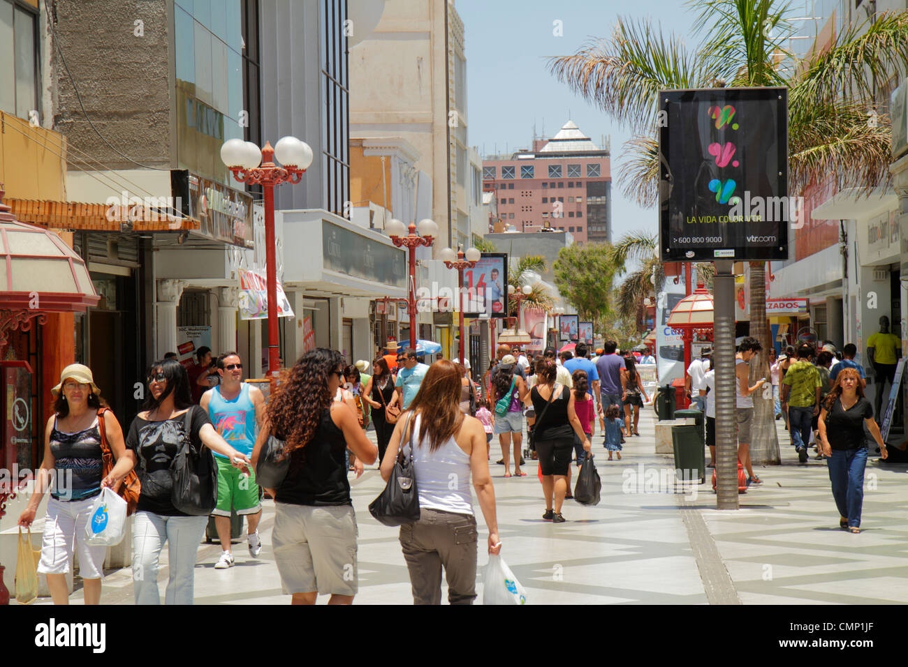 Arica Chile,Paseo Peatonal 21 de Mayo,pedestrian mall,shopping shopper shoppers shop shops market markets marketplace buying selling,retail store stor Stock Photo