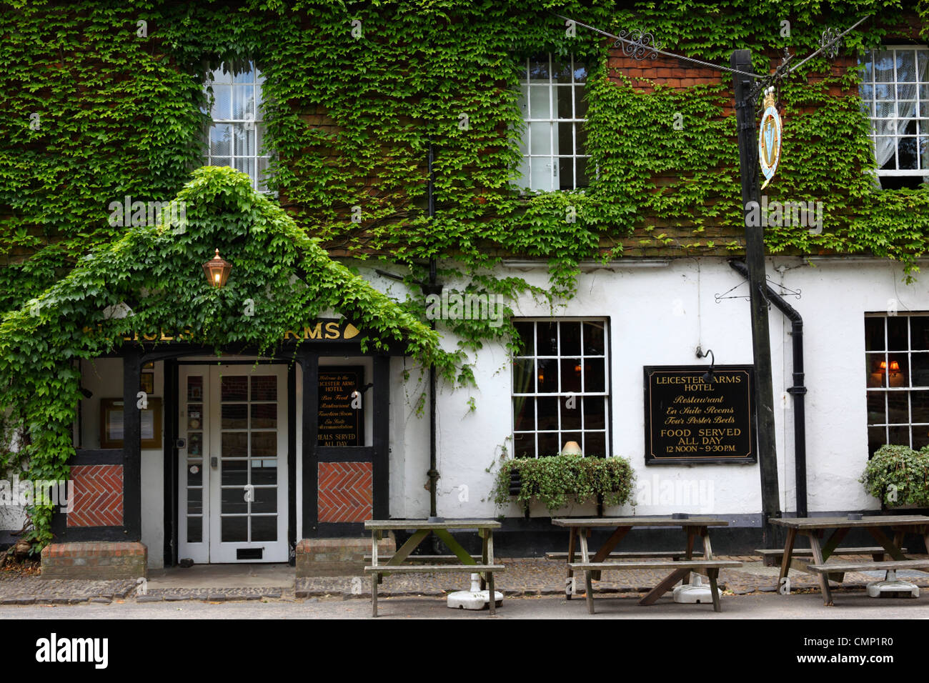 The Leicester Arms , a historic 16th century hotel and public house  , Penshurst , Kent , England Stock Photo