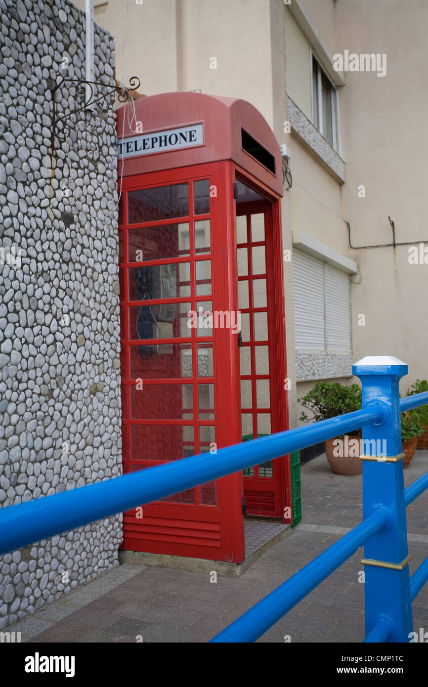 Traditional British telephone box, Rock of Gibraltar Stock Photo