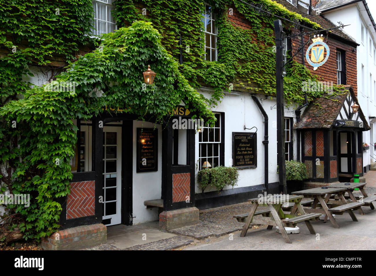 The Leicester Arms , a historic 16th century hotel and public house  , Penshurst , Kent , England Stock Photo
