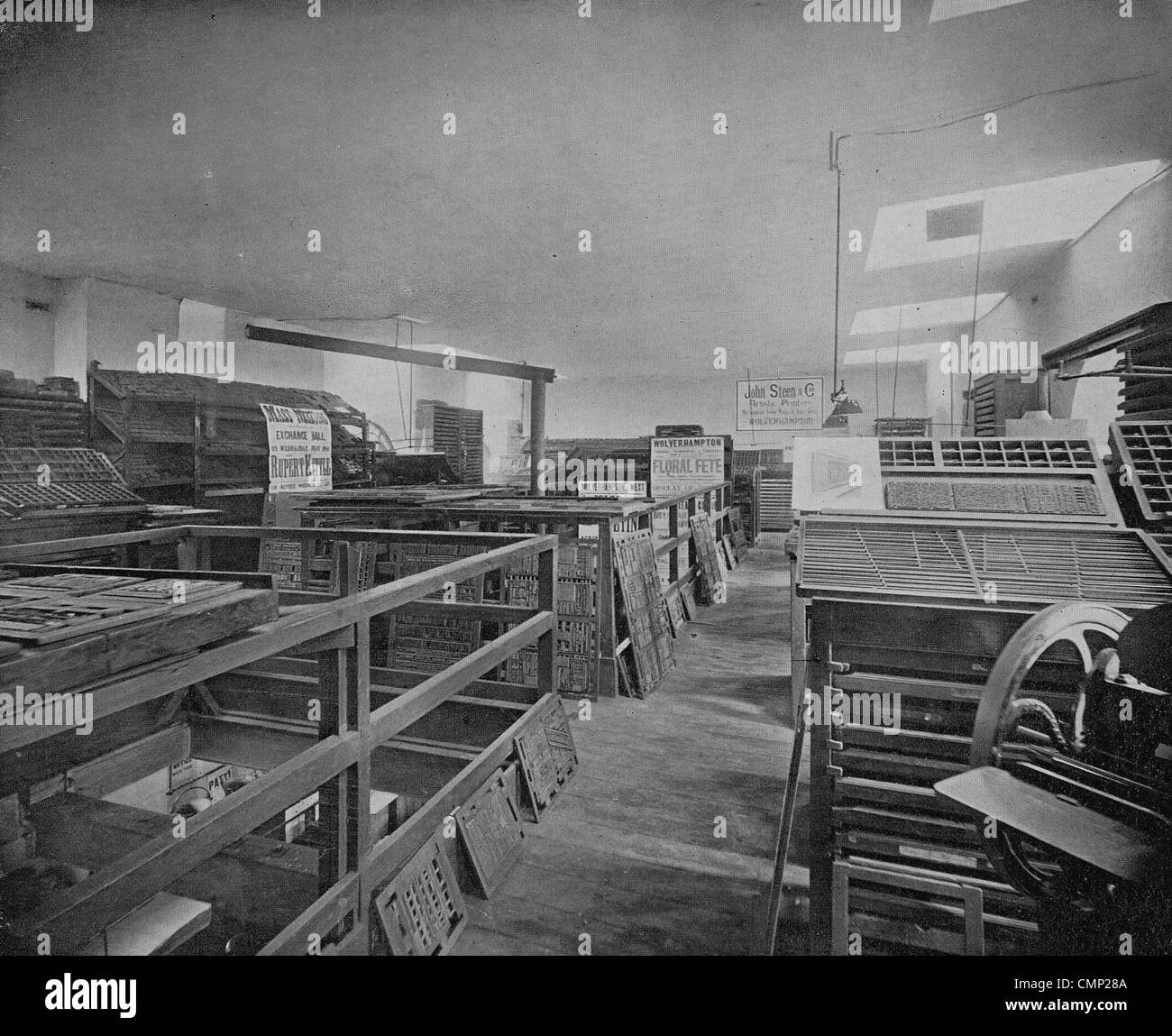 Composing Room, John Steen & Company, Wolverhampton, late 20th cent. A photograph taken in 1896, of the Composing Room at Stock Photo