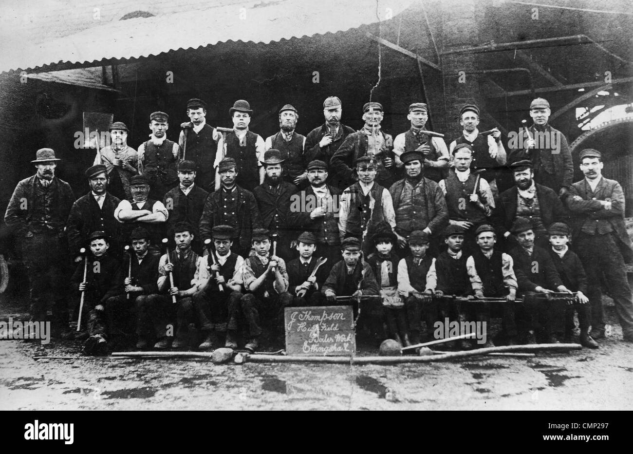 Boiler Makers, John Thompson (Wolverhampton) Ltd., Wolverhampton, late 19th cent. A group of boiler makers posing for the Stock Photo