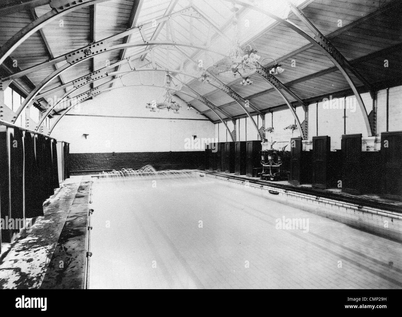 Interior of swimming baths, Bath Street, Bilston, 1898. Photographer