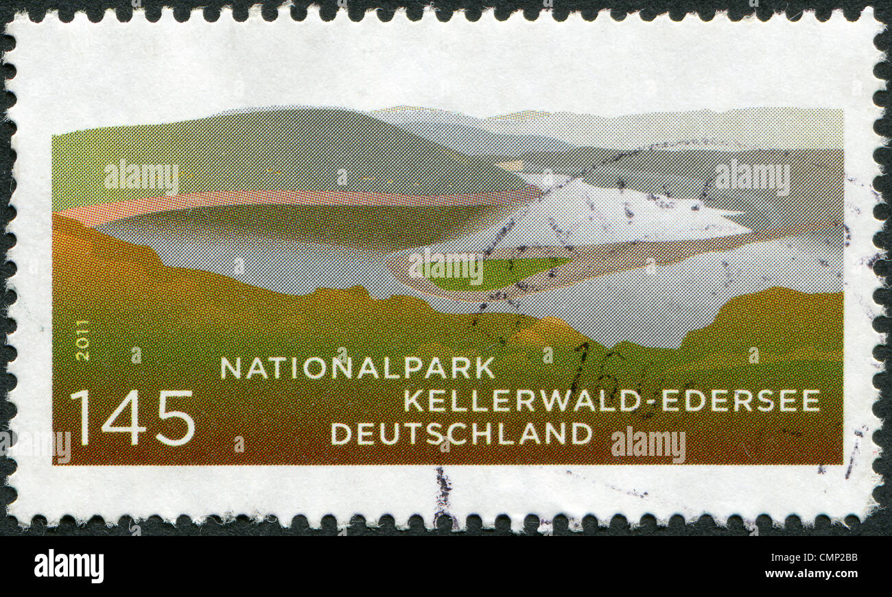 GERMANY - CIRCA 2011: A stamp printed in Germany, shows Kellerwald-Edersee National Park, circa 2011 Stock Photo