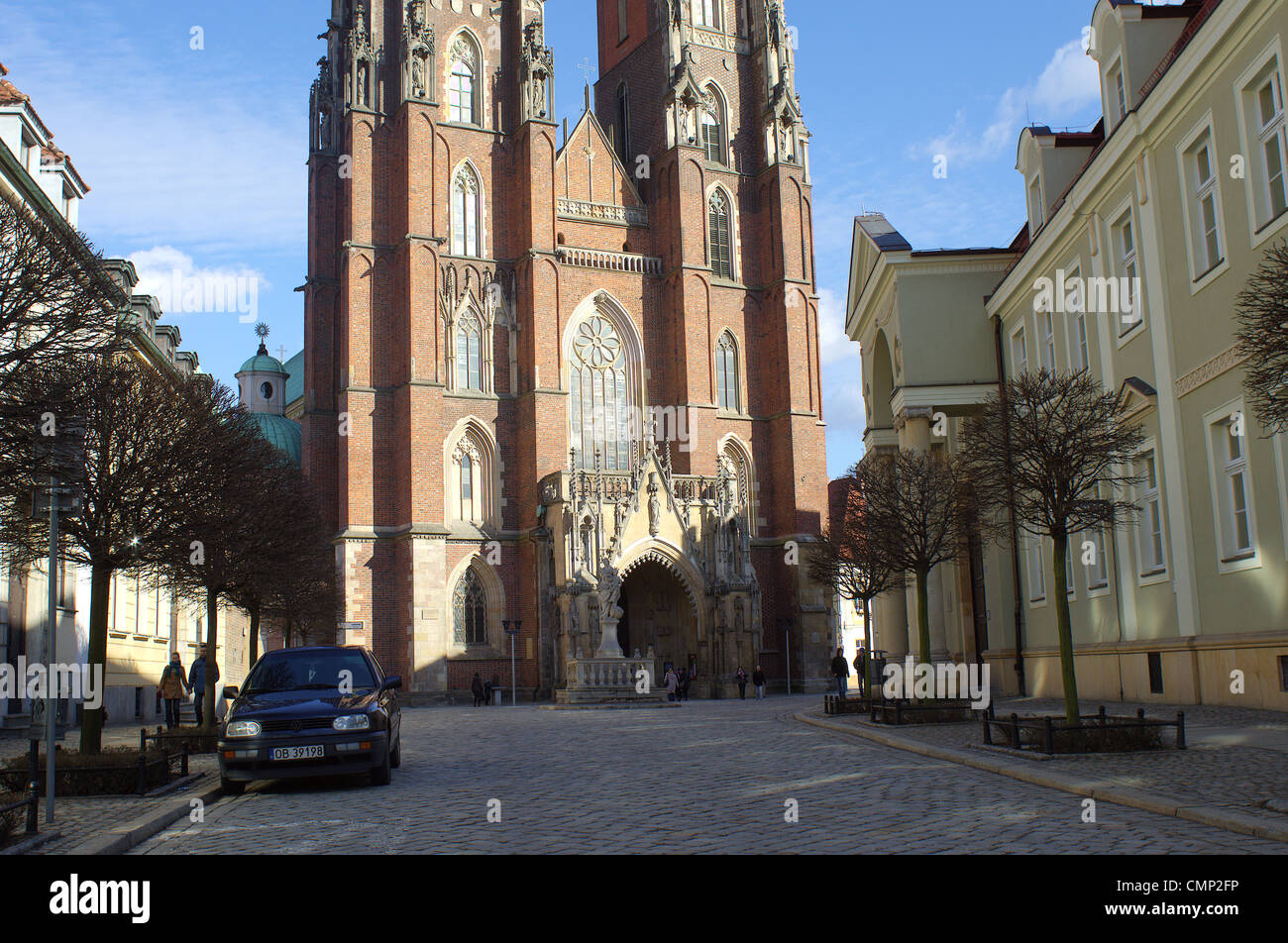 Wroclaw Ostrow Tumski in a winter sunny day Stock Photo