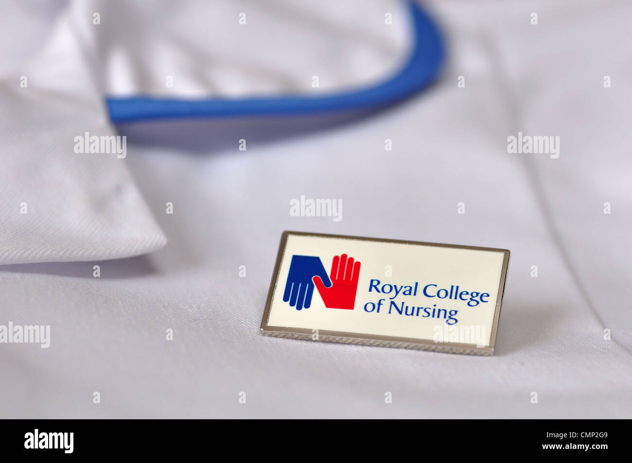 Nurses uniform showing Royal College of Nursing badge Stock Photo