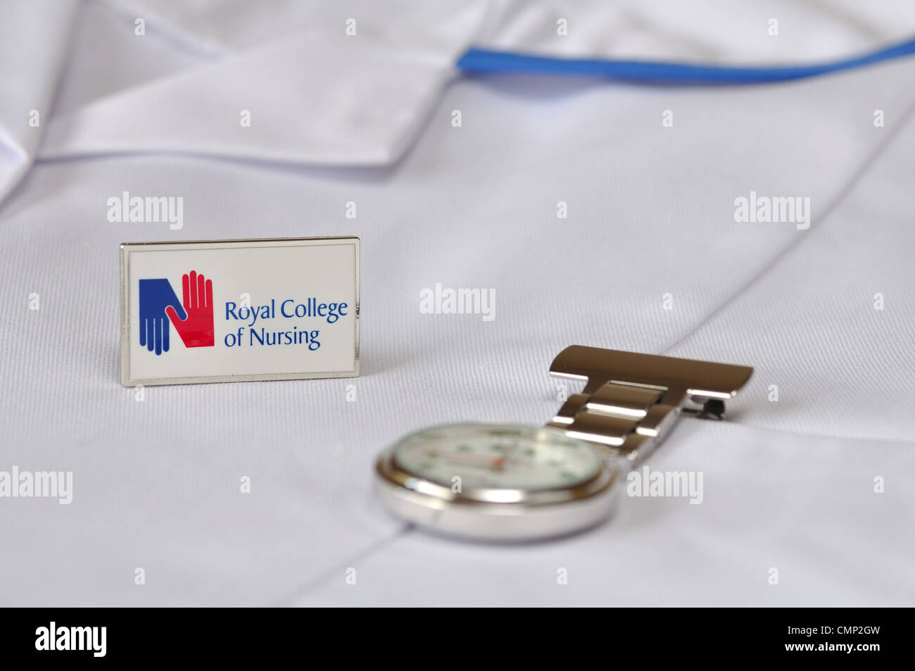 Nurses uniform showing Royal College of Nursing badge Stock Photo