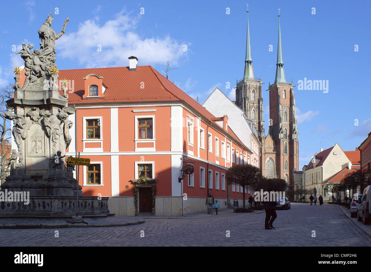 Wroclaw Ostrow Tumski in a winter sunny day Stock Photo