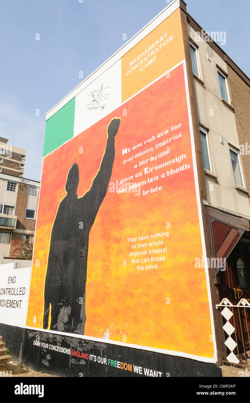 Mural for Irish Republican Political Prisoners in HMP Maghaberry. Stock Photo