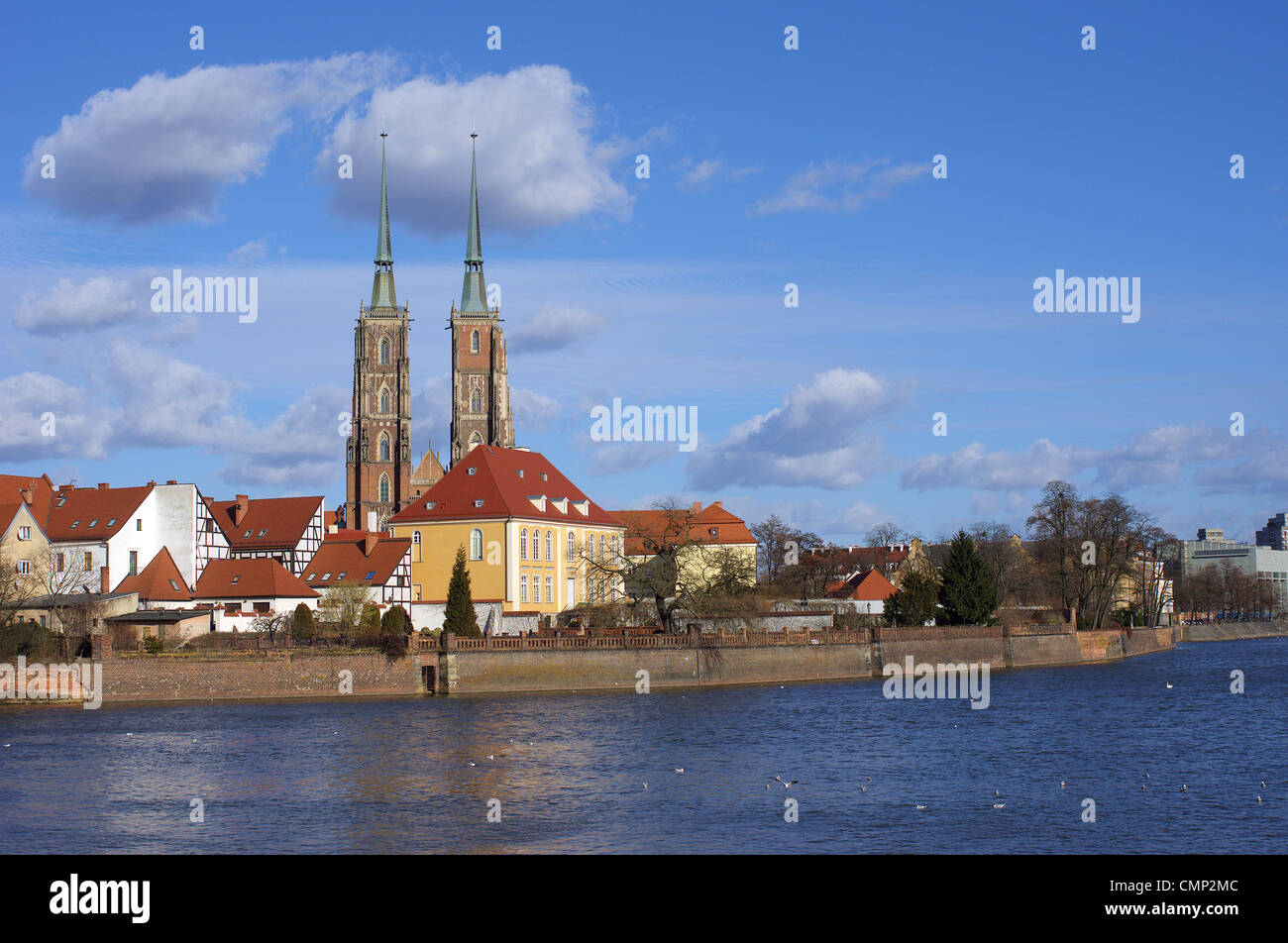 Wroclaw Ostrow Tumski in a winter sunny day Stock Photo