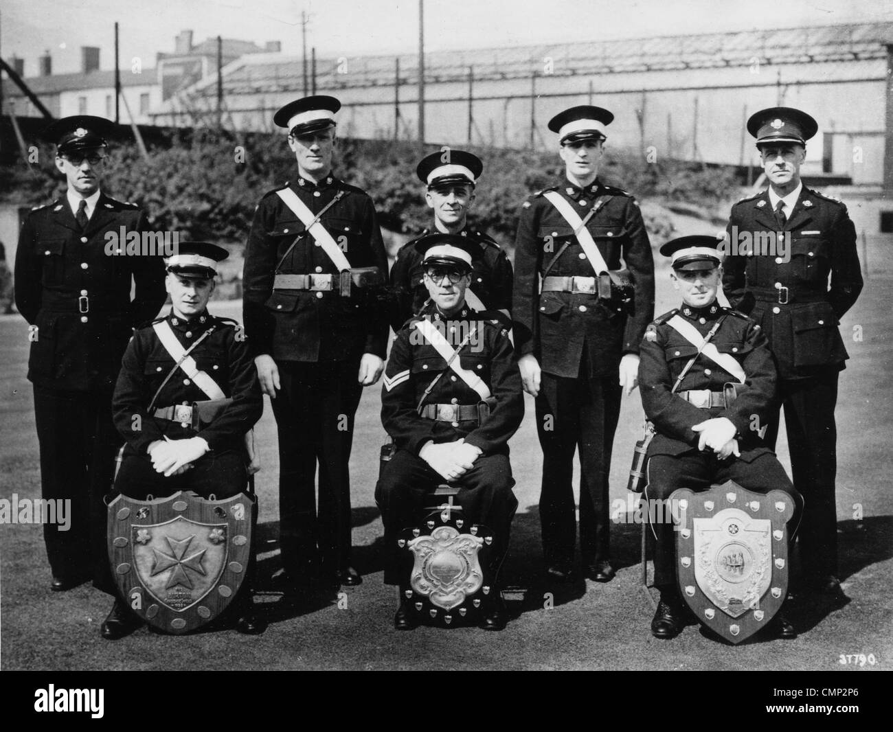 St. John's Ambulance Brigade, GKN Sankey, Wolverhampton, 1946. The Brigade in Bilston - winners of the Burton Shield (left), Stock Photo