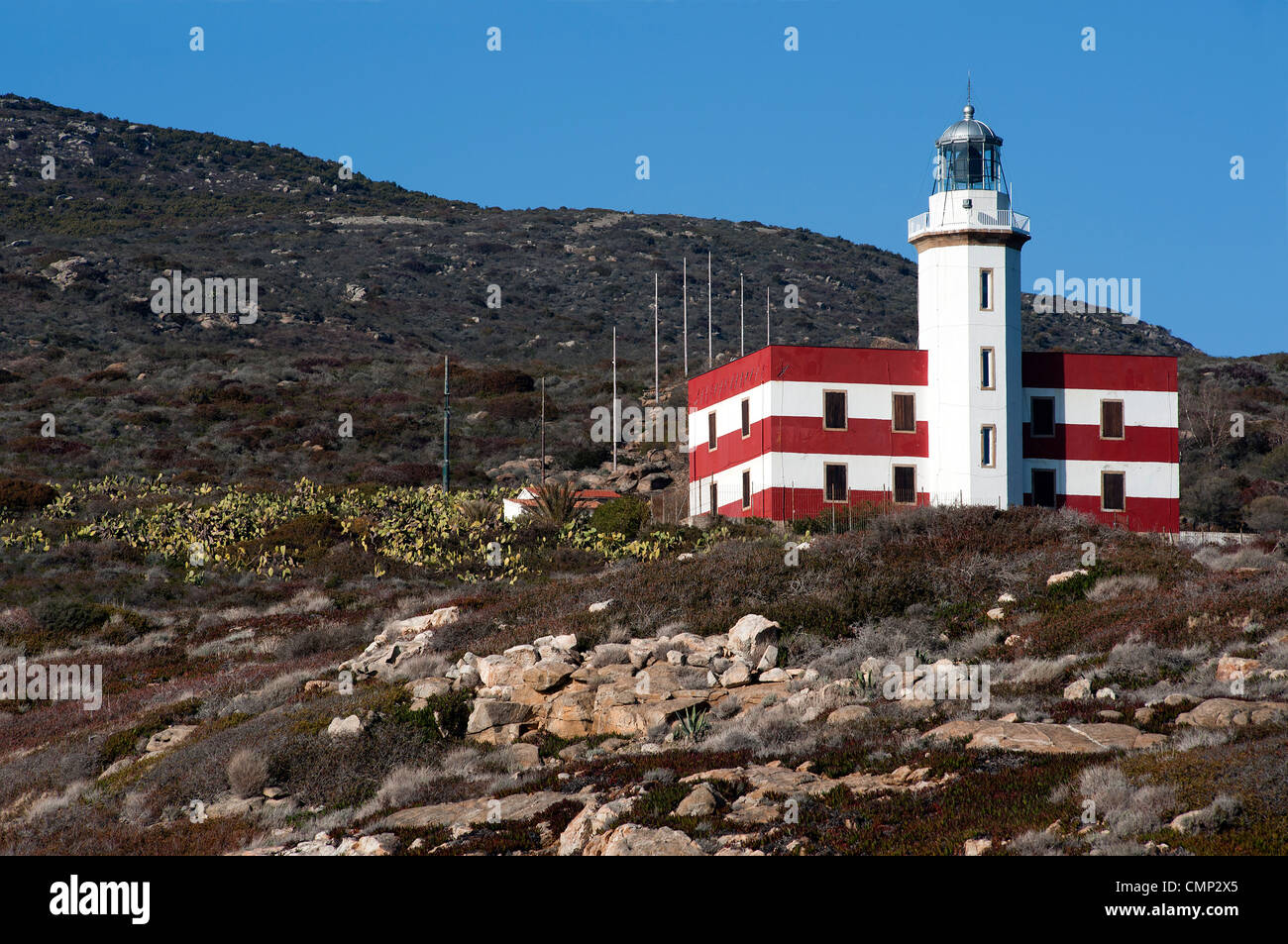 Capel Rosso lighthouse, Giglio Island, Grosseto, Tuscany, Italy Stock