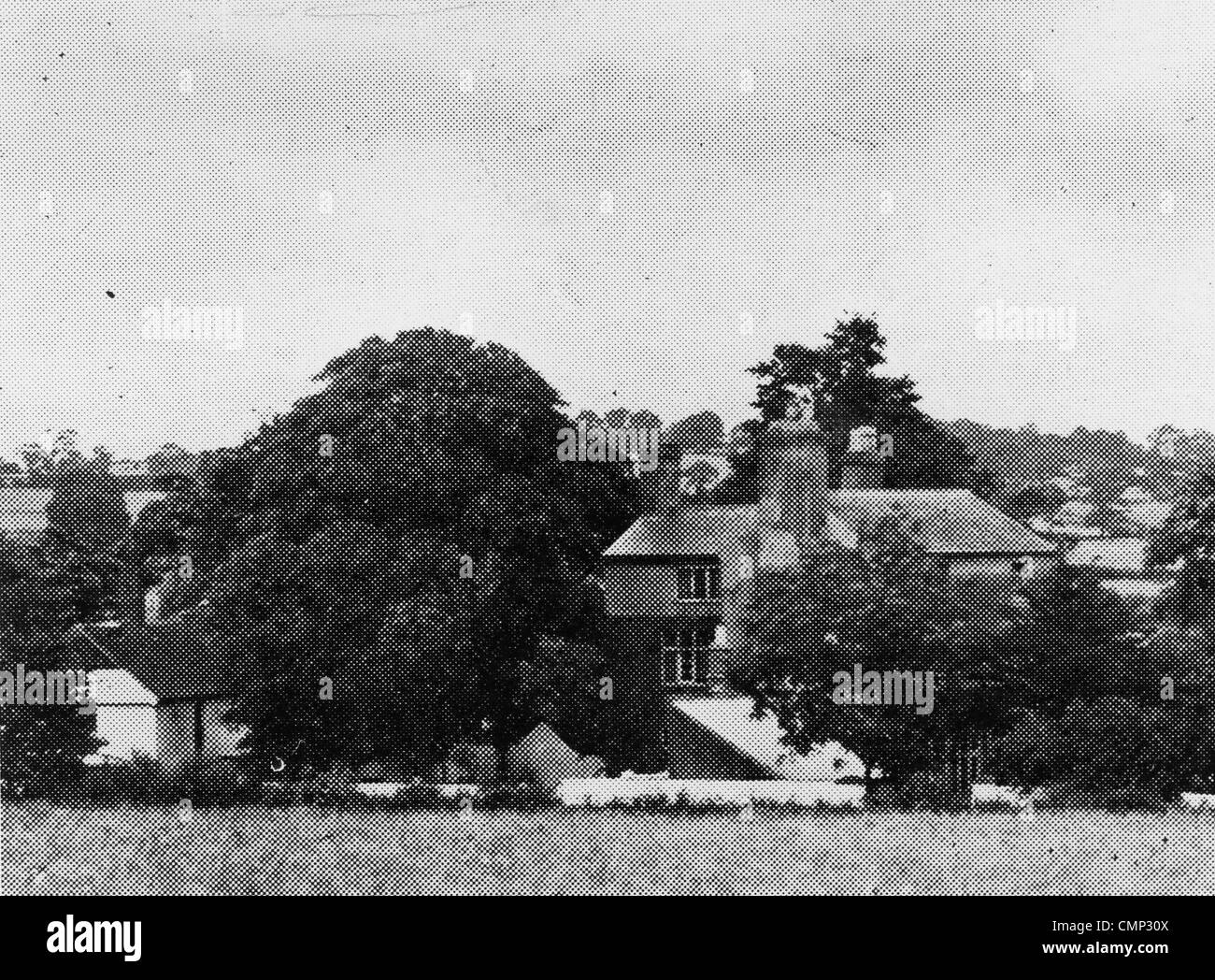 Underhill Farm, Bushbury, pre 1932.  A photograph of the farm taken from Bushbury Hill. Farms, Farming, Photographs Stock Photo