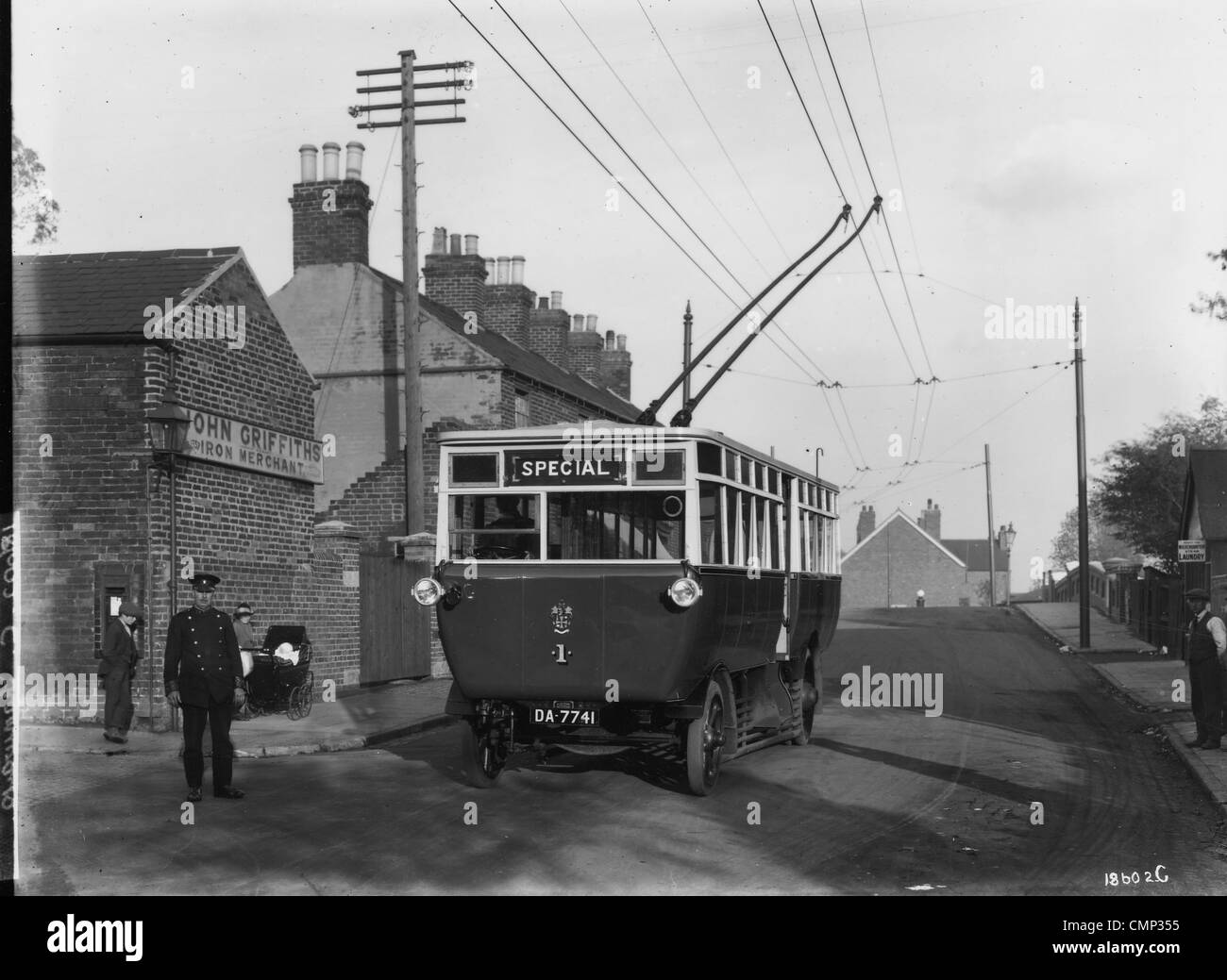 Trolleybus, Wolverhampton Road, Wednesfield, 8675. Wolverhampton Corporation Transport's first