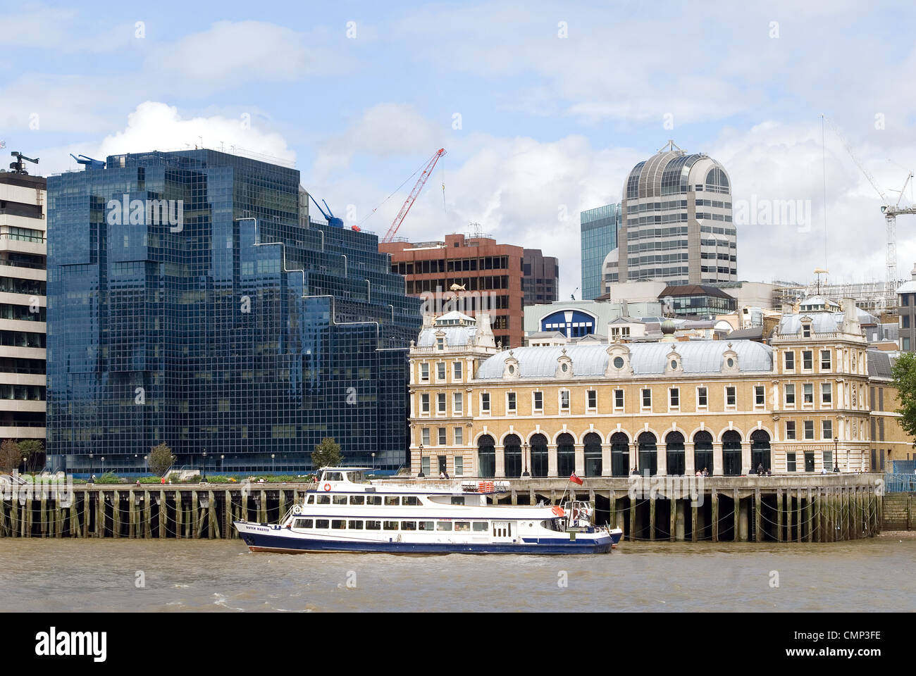 Thames view with offices buildings and old fish market Stock Photo