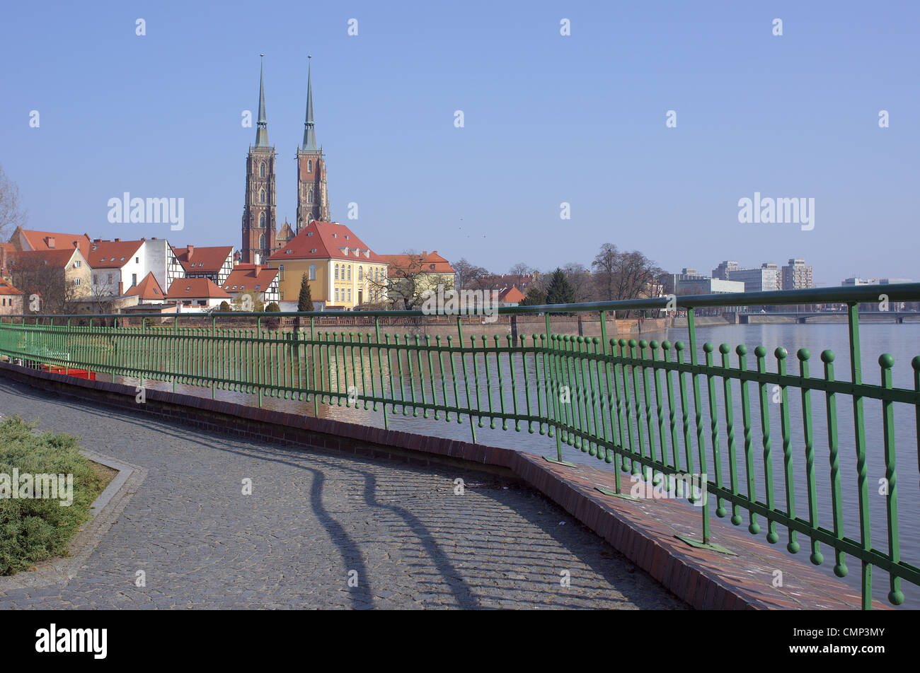 Wroclaw Ostrow Tumski in a winter sunny day Stock Photo