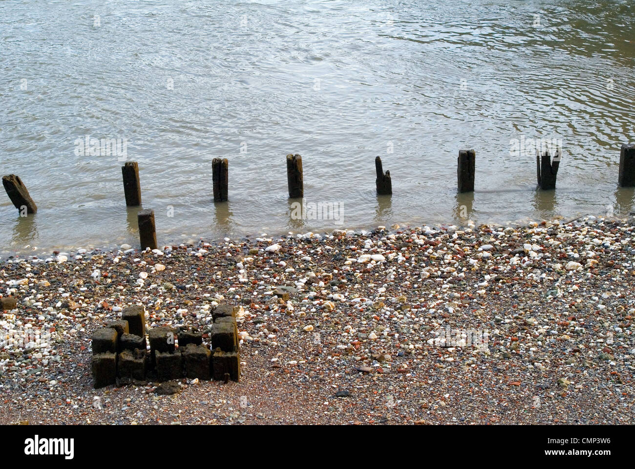 Thames view with remains Stock Photo