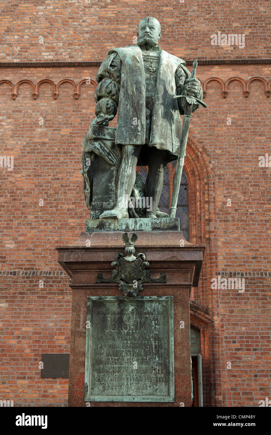 Monument to Joachim II Hector, Elector of Brandenburg to the church of St. Nicholas in Spandau. Berlin. Germany. Stock Photo