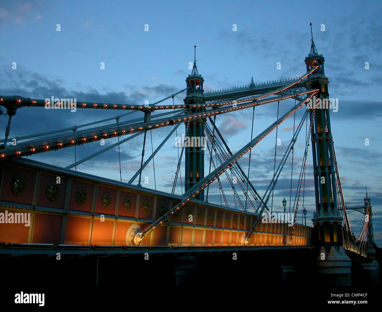 Albert Bridge at the Thames by evening Stock Photo - Alamy