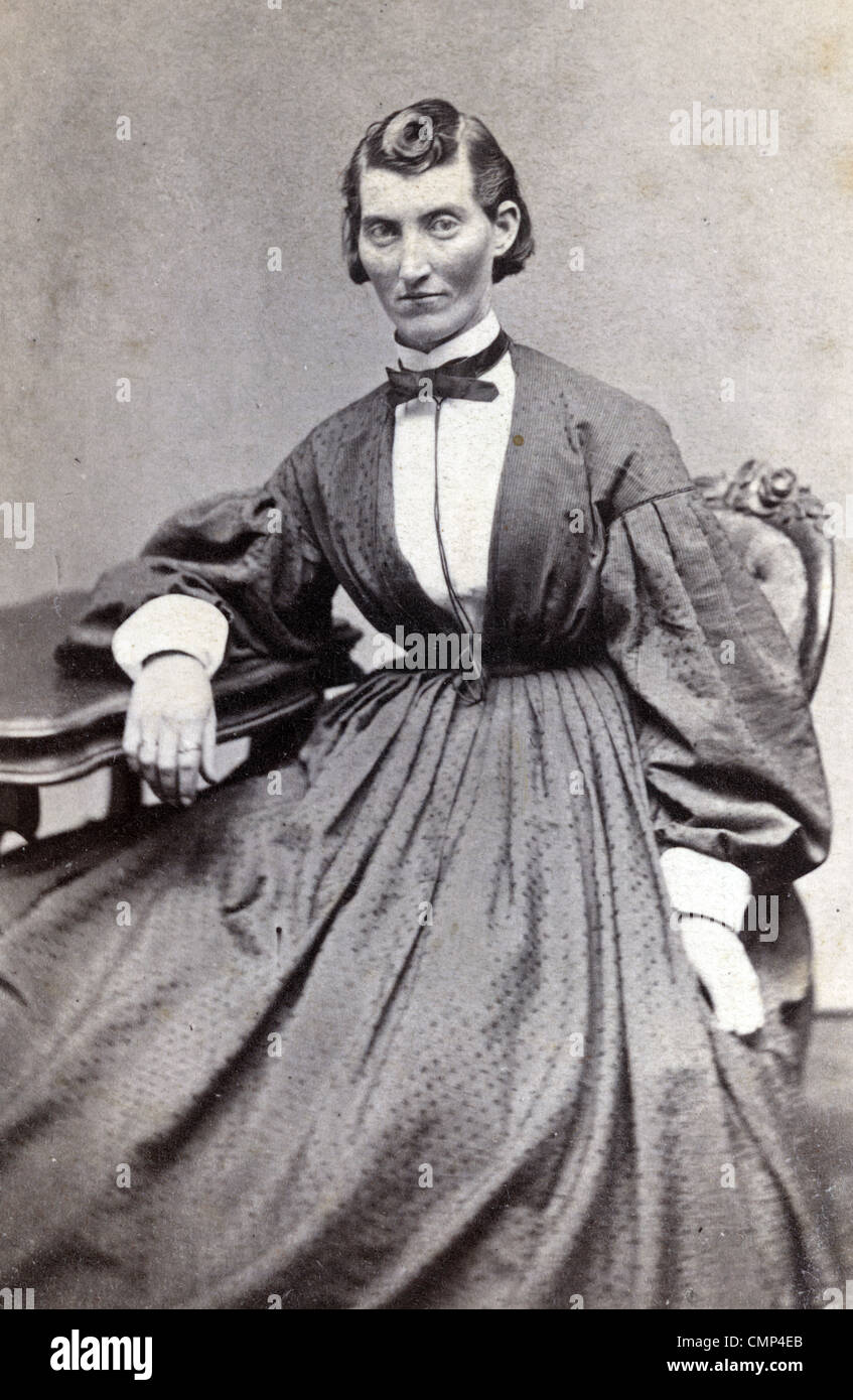 Miss F. L. Clayton, who disguised herself as a man, 'Jack Williams,' to fight in the Civil War, wearing dress. Stock Photo