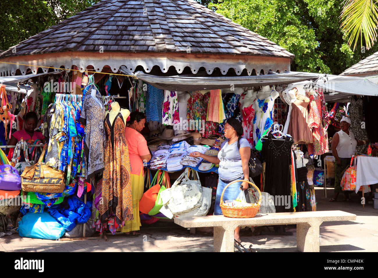 Straw Market at Philipsburg St.Maarten Stock Photo