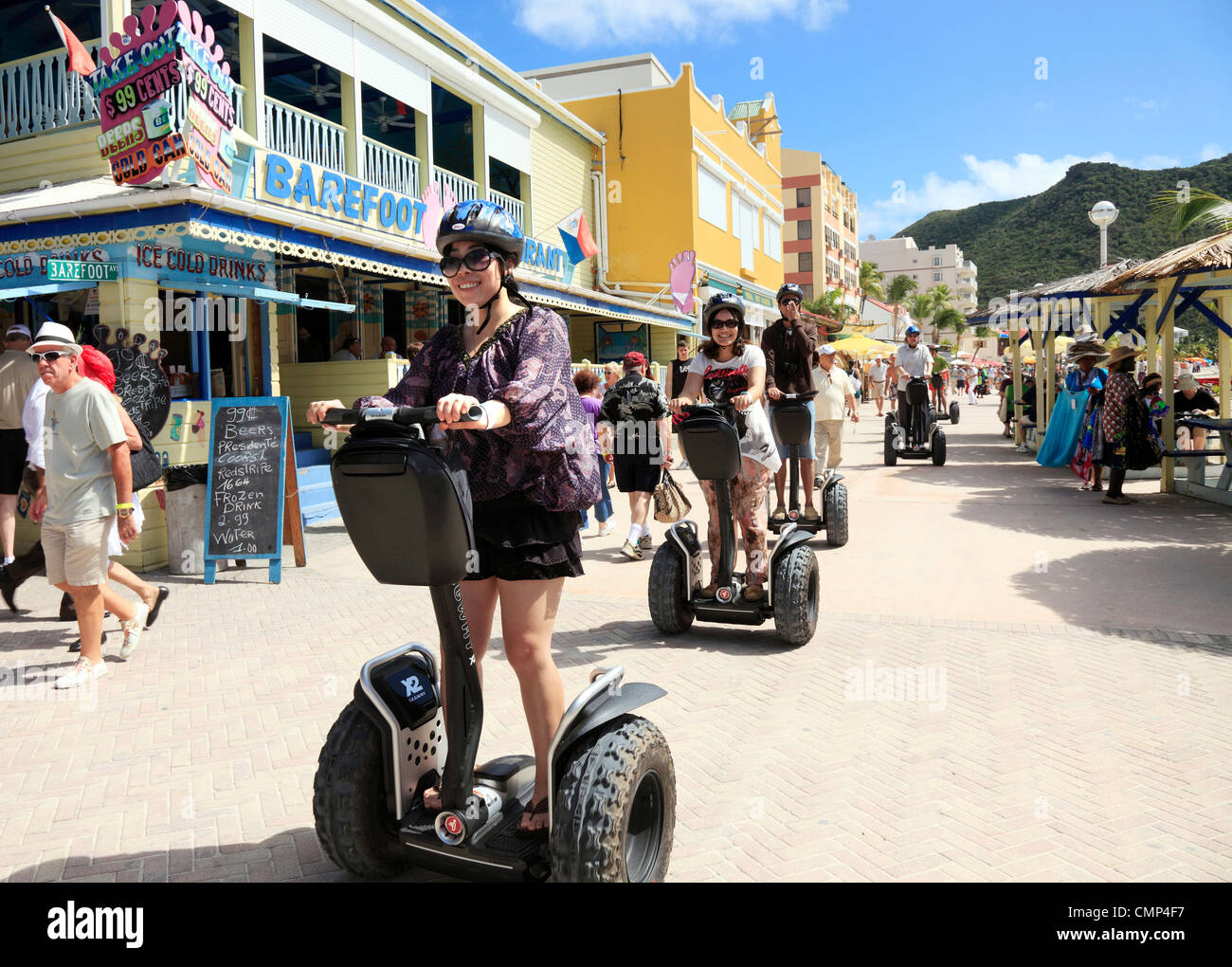 Riding along the prom at Philipsburg St.Maarten Caribbean Stock Photo