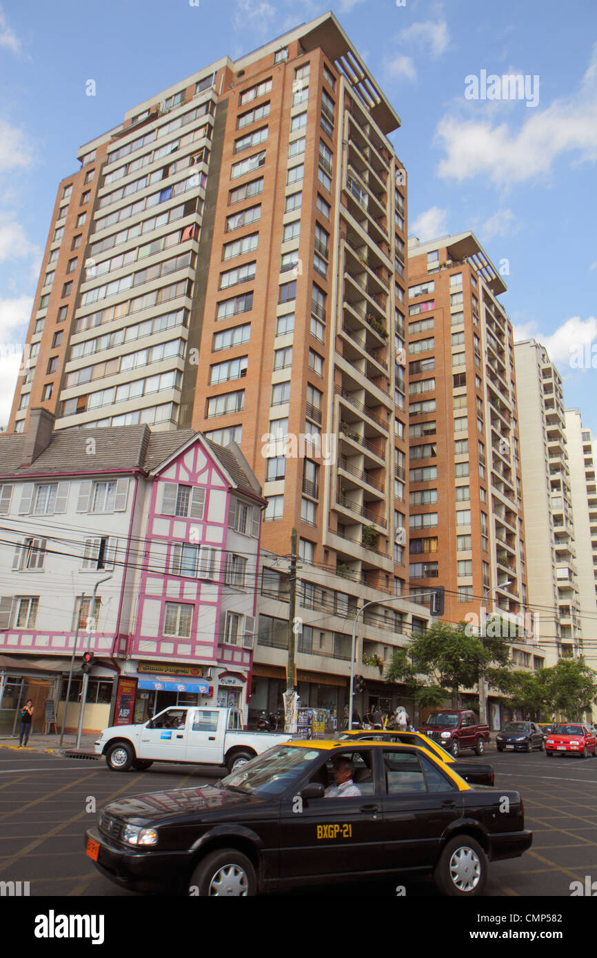 Santiago Chile,Barrio Patronato,Avenida Santa Maria,Forestal Urbano,building,condominium residential apartment apartments building buildings housing,h Stock Photo
