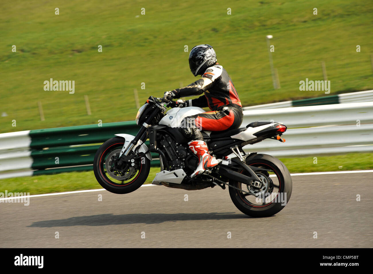 Motorcycle on track, Cadwell Park UK. March 2012 Stock Photo