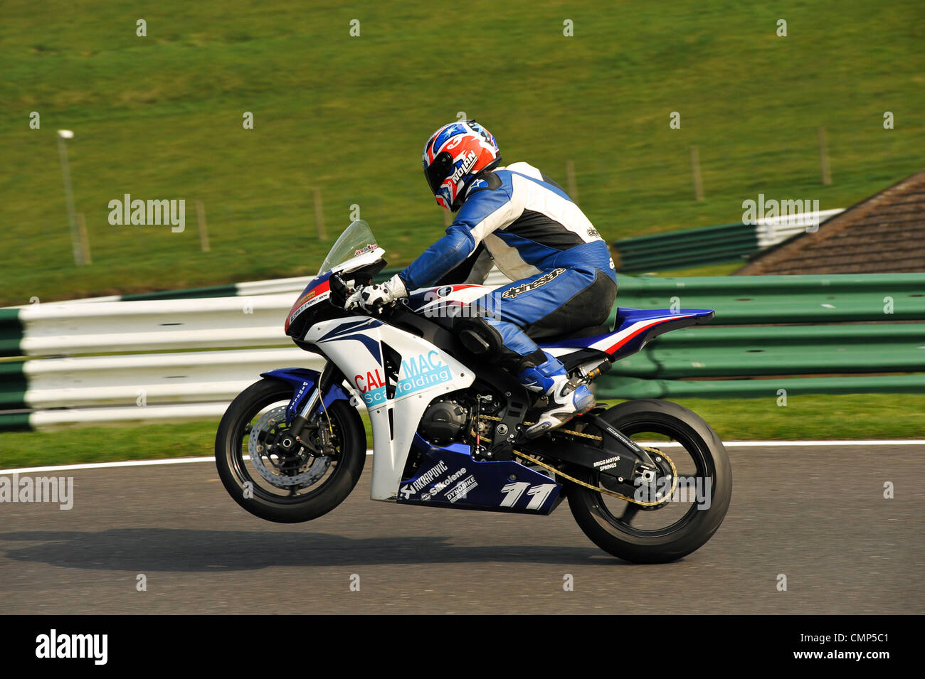 Motorcycle on track, Cadwell Park UK. March 2012 Stock Photo