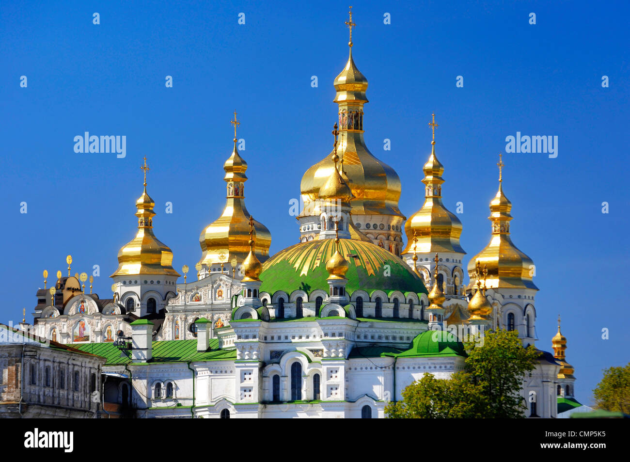 Golden cupola of the Mother of God Assumption church. Kiev pechersk lavra, Cave monastery in Kiev, Ukraine 2007. Stock Photo