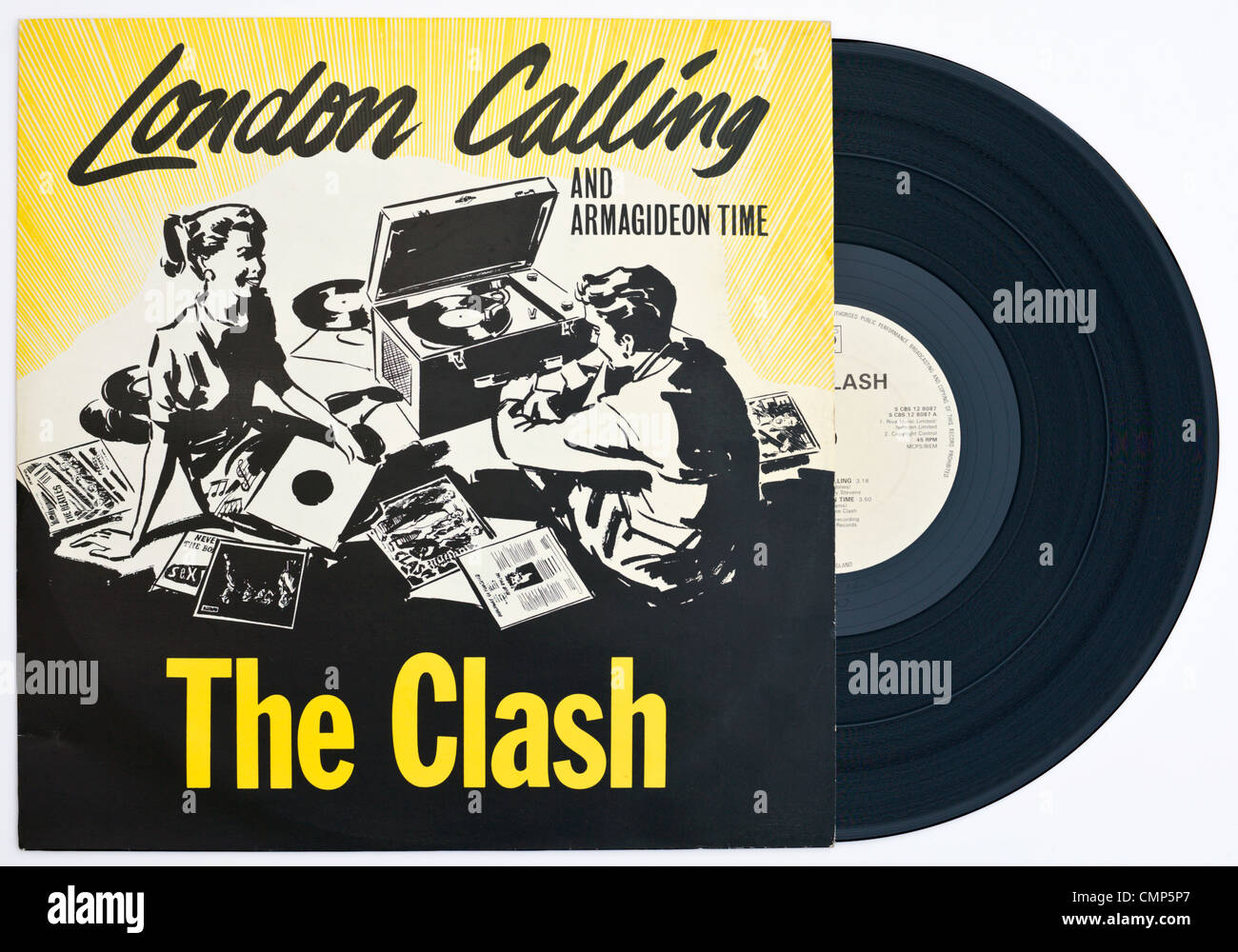Cover and vinyl record of THE CLASH London Calling 12' single released 1979 on CBS record label Stock Photo