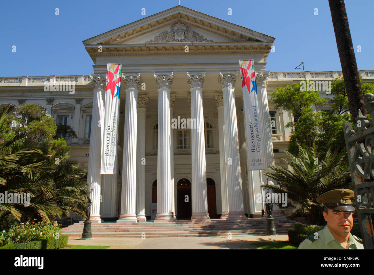 Santiago Chile,Morande,Antiguo Congreso,National Congress,legislative branch,Neoclassical architecture,Corinthian column,pediment,government,Hispanic Stock Photo