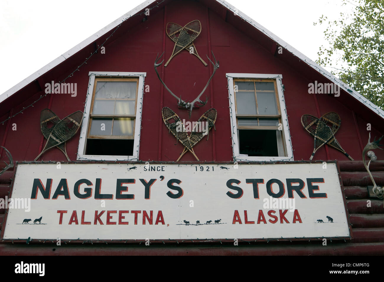 Nagley's Store sign, Talkeetna, Alaska, USA Stock Photo