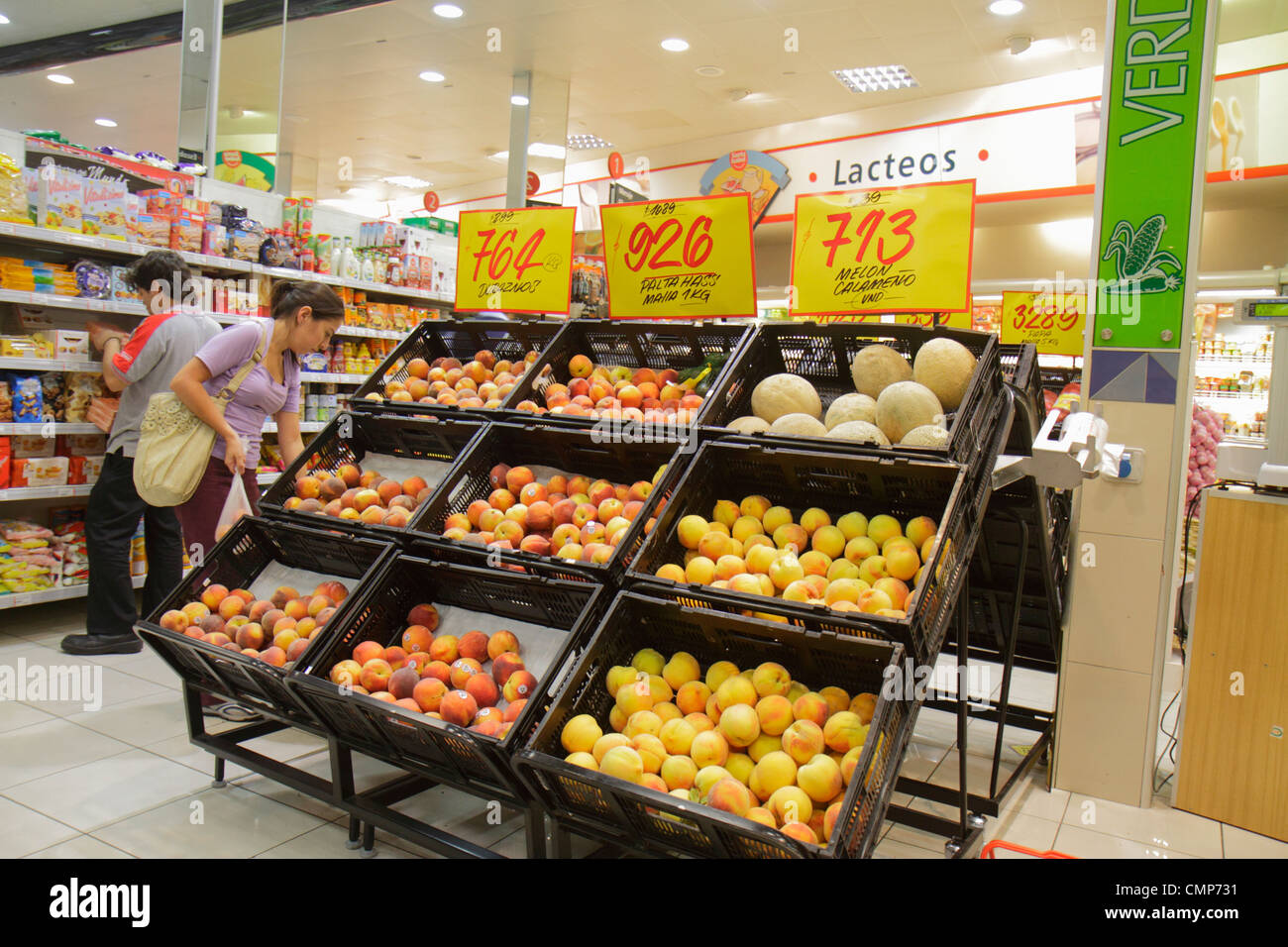 Santiago Chile,Avenida Apoquindo,Santa Isabel,grocery store,supermarket,chain,food,shopping shopper shoppers shop shops market markets marketplace buy Stock Photo