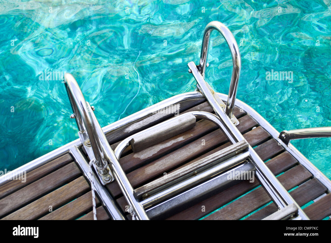 Abstract view of yacht stairs and sea water Stock Photo - Alamy