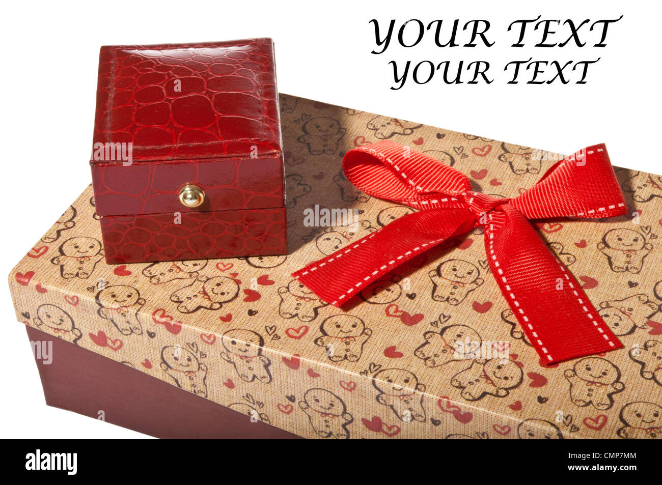 Gift boxes with red ribbon isolated on white background Stock Photo - Alamy